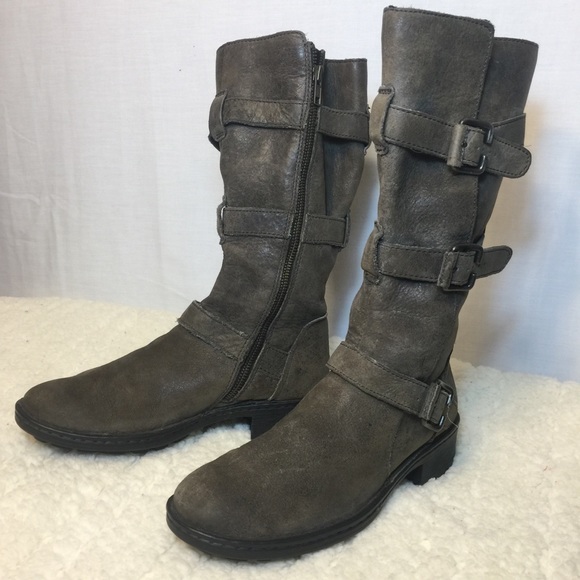 Born Shoes - Born grey multi-buckled leather boots sz 7.5